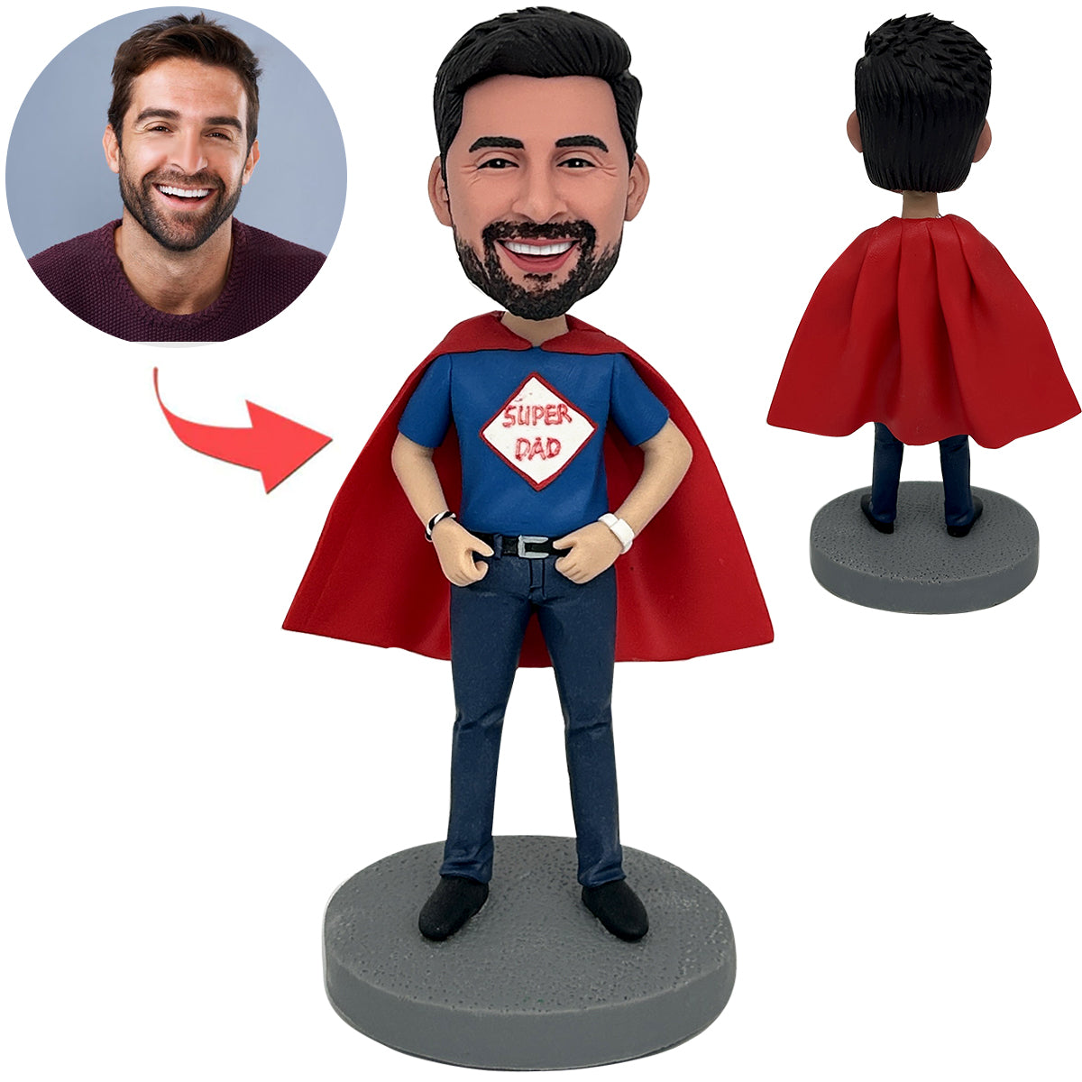 Custom Bobblehead Doll for Super Dad From His Photo Online BobbleGifts
