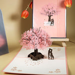 Romantic Couple Under Cherry Tree 3D Pop Up Greeting Card
