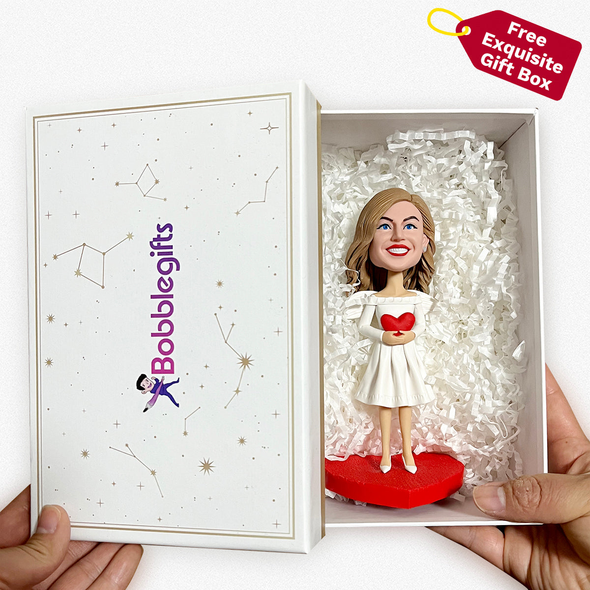 Custom Female Bobblehead Bathing with Santa Hat