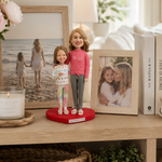 Mom and Daughter Custom Bobblehead with Heart