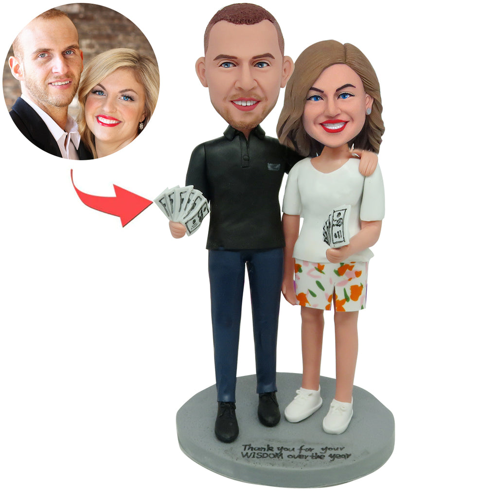 Custom Couple Bobblehead with Money