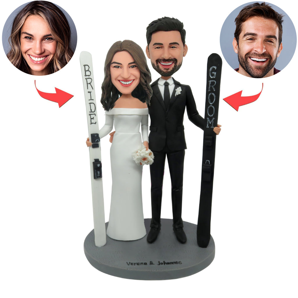 Wedding Couple Custom Bobblehead With Skateboard