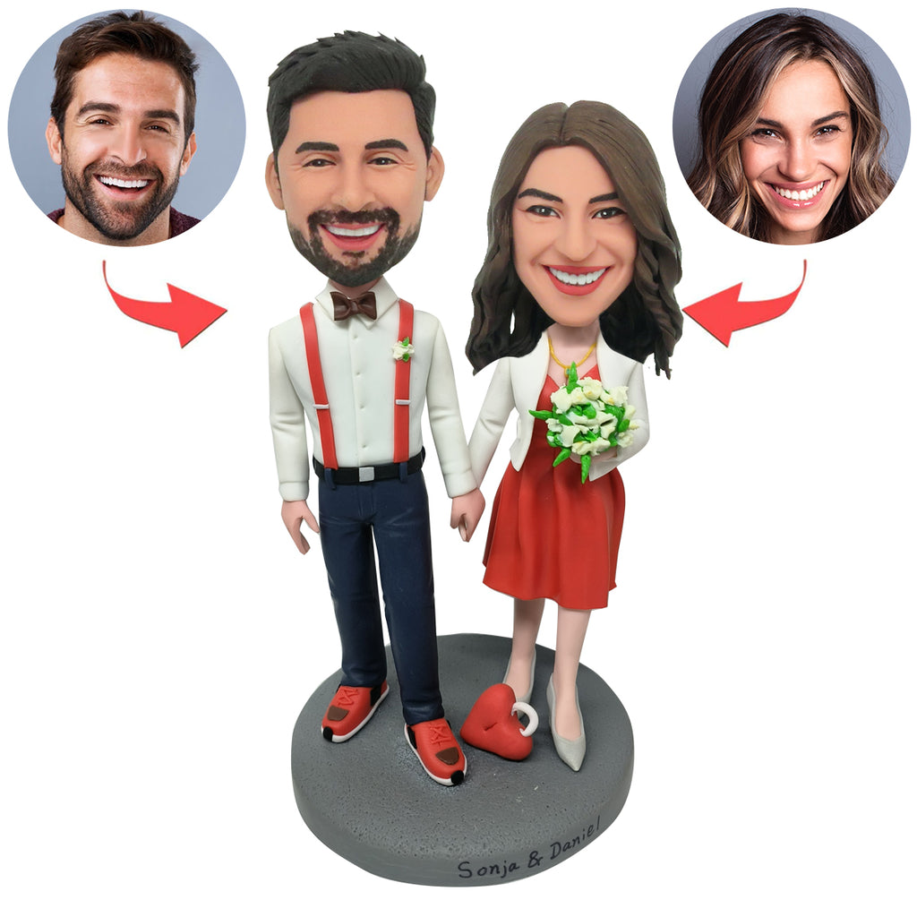 Custom Couple Bobblehead with Flowers