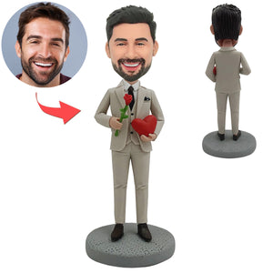 Valentine's Day Gift Ideas - Custom Male Bobblehead with Flower