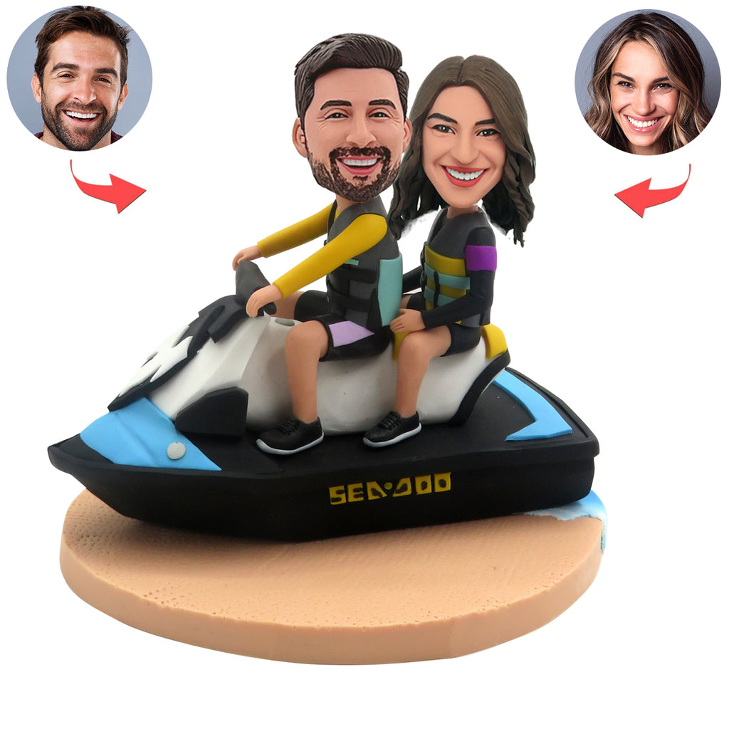 Custom Bobblehead with Couple Riding Speedboat