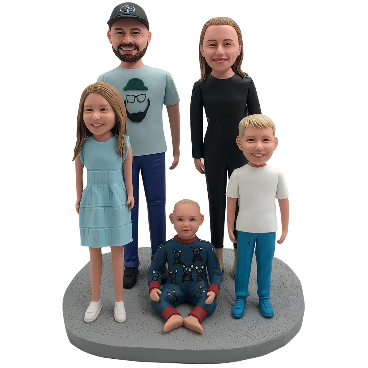 Personalized Custom Family Bobbleheads with 3 Kids