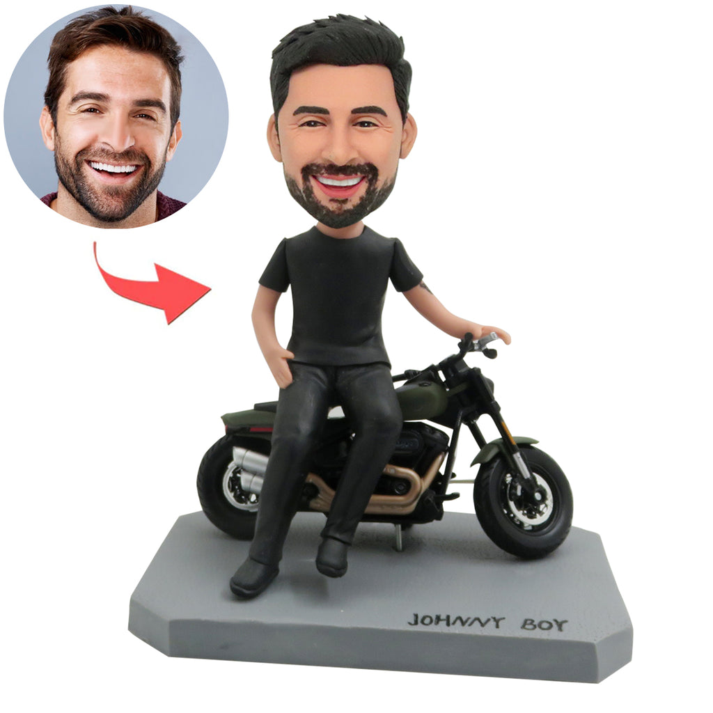 Custom Boy Bobbleheads with Motorcycle