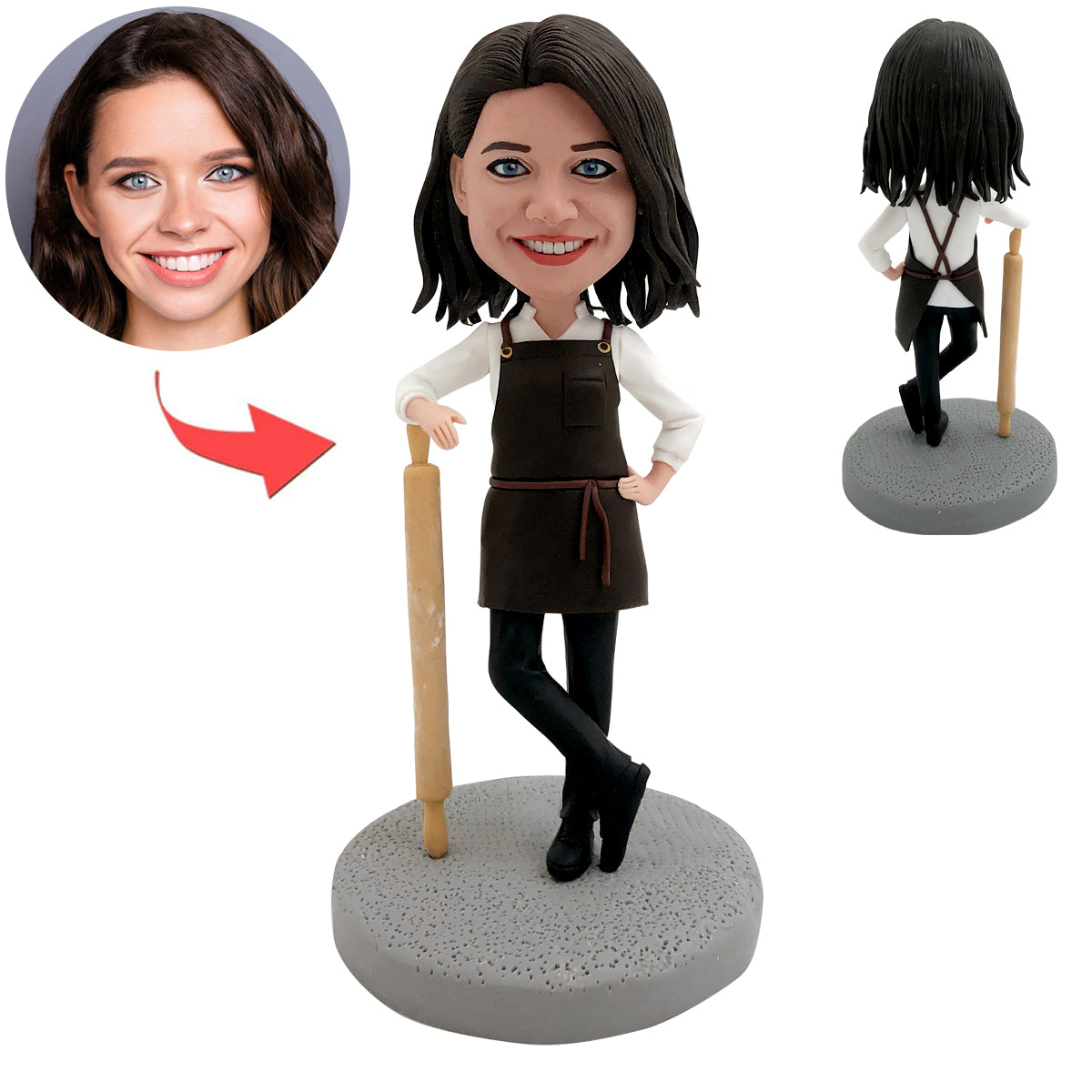 Custom Bobblehead Chef Mom WIth Rolling Pin