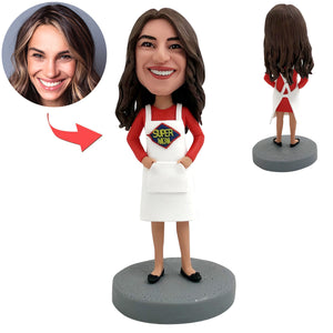 Custom Bobblehead Wearing Apron Super Mom