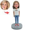 Custom Casual Woman Bobblehead with Logo