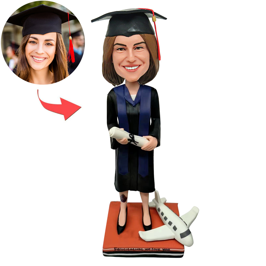 Custom Graduation Bobblehead with Airplane Model