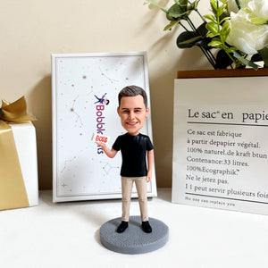 Custom Male Bobblehead Holding BOSS Sign