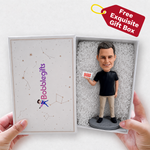 Custom Male Bobblehead Holding BOSS Sign