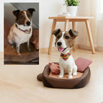 Custom Dog Bobblehead with Brown Dog Bed Base