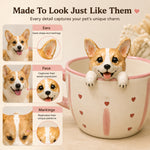 Personalized Dog & Cat Coffee Cup with Handmade Pet Figure