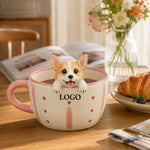 Personalized Dog & Cat Coffee Cup with Handmade Pet Figure