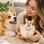 Personalized Dog & Cat Coffee Cup with Handmade Pet Figure