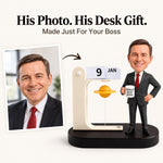 Personalized Boss Desk Calendar with Custom Bobblehead