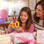 Custom Girl 10 Birthday Gift Bobblehead Sitting on Number 10
