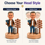 Personalized Custom Retirement Travel Bobblehead with 360° Rotating Musical Base