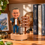Personalized Custom Retirement Travel Bobblehead with 360° Rotating Musical Base