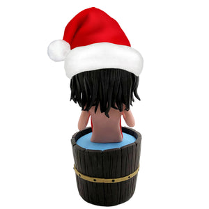 Custom Female Bobblehead Bathing with Santa Hat