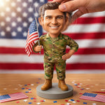 Personalized Military Style Bobblehead with American Flag