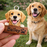 Custom Personalized Dog Keychain with Name from Photo
