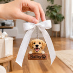 Custom Personalized Dog Keychain with Name from Photo