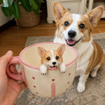 Personalized Dog & Cat Coffee Cup with Handmade Pet Figure