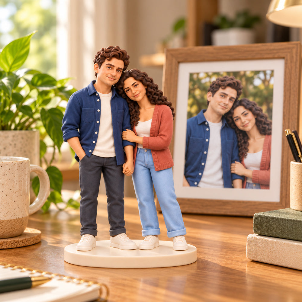 Custom Realistic 3D Printed Couple Figurine from Photos