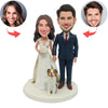 Custom Wedding Couple Bobbleheads with Dog