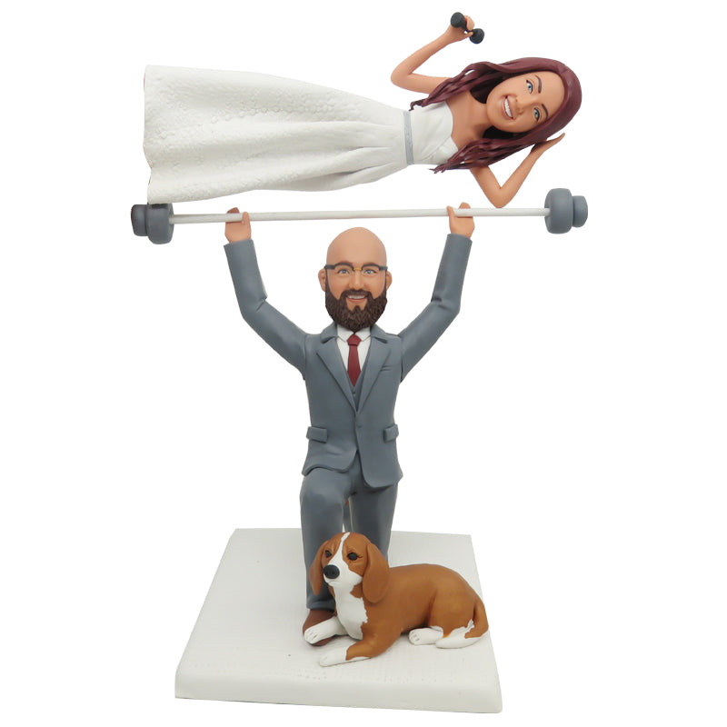 Funny Weightlifting Couples Bobblehead Craft