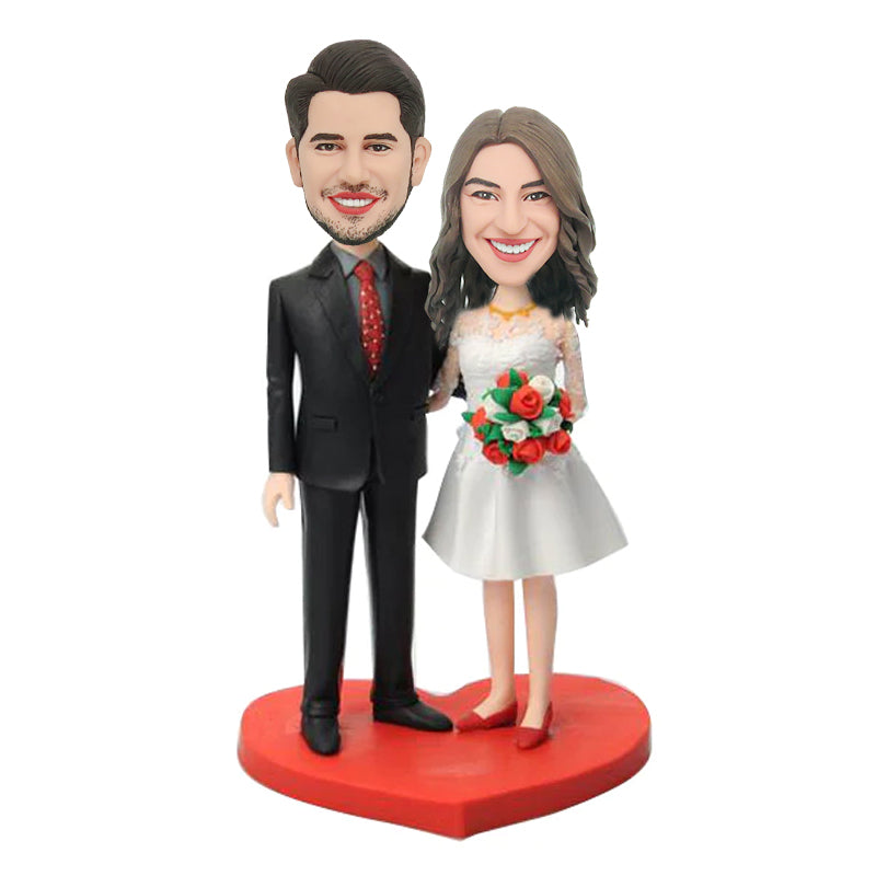 Custom Wedding Couple Bobblehead with Flowers