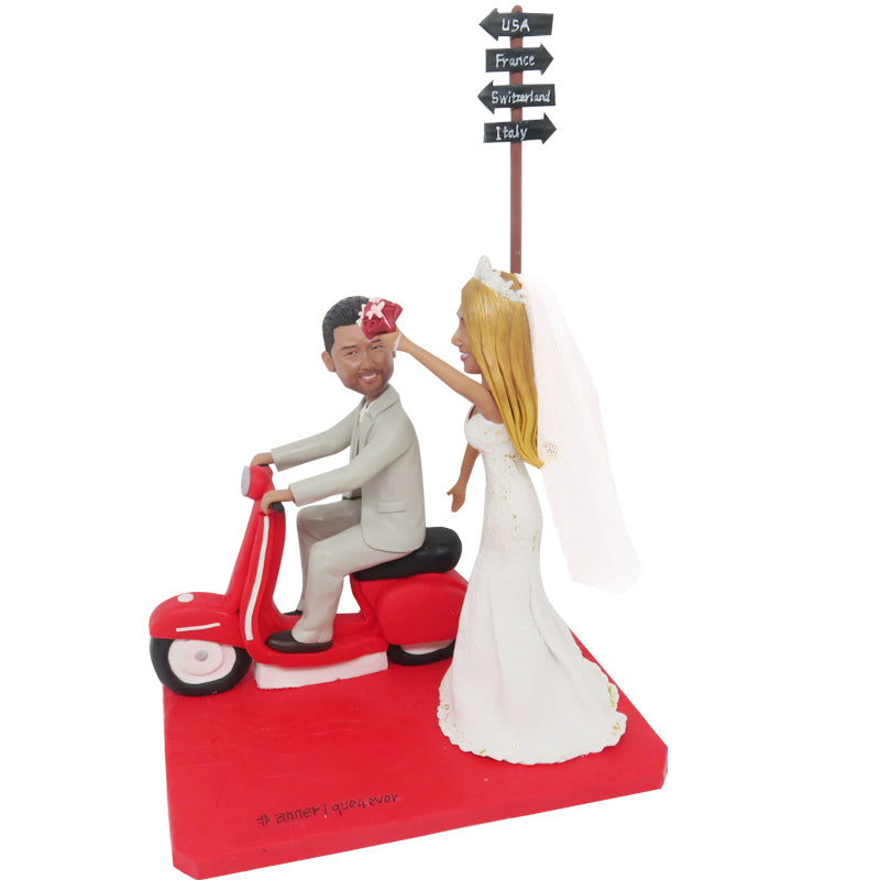 Custom Bike Trip Wedding Couples Bobblehead