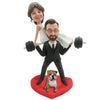 Weightlifting Couples Custom Bobbleheads with Pet