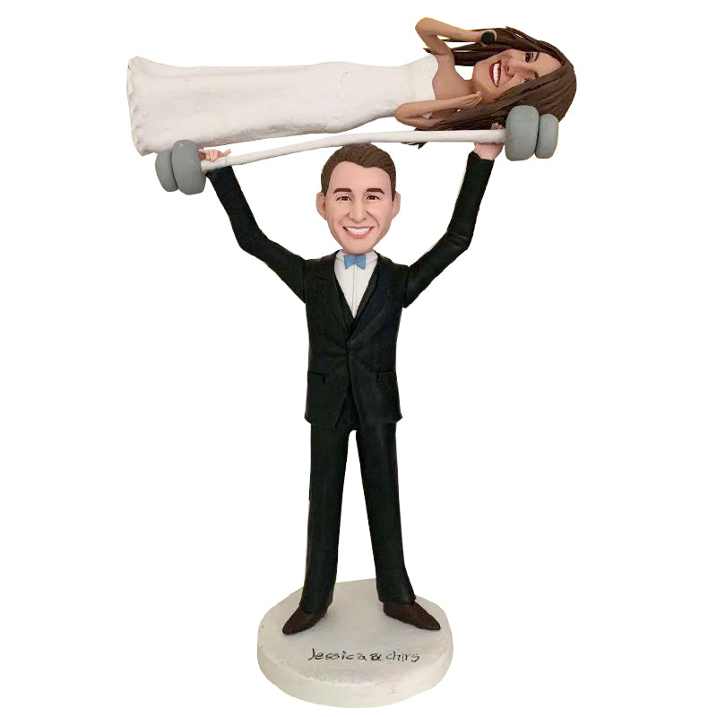 Funny Wedding Couples Cake Topper Custom Bobbleheads