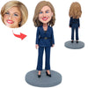 Custom Bobblehead for Office Lady with Navy Suit