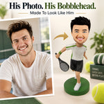 Custom Tennis Player Bobblehead with Racket