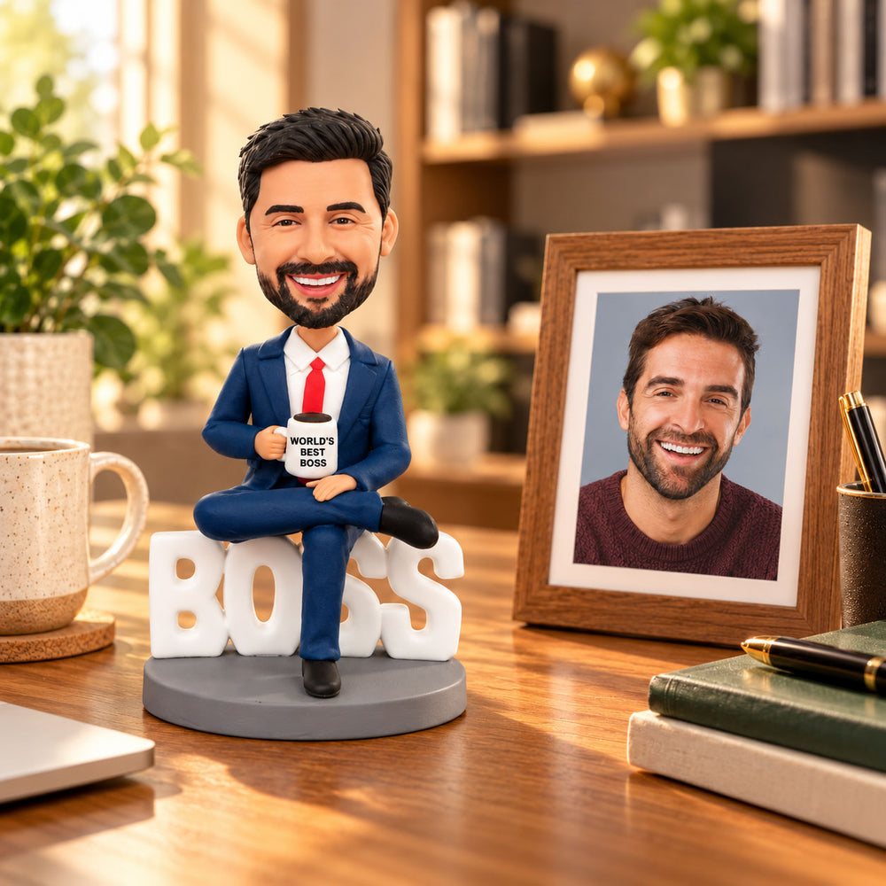 Custom WORLD BEST MALE BOSS Bobblehead Doll