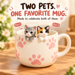 Personalized Two-Pets Coffee Mug with Handmade Pet Figures