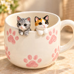 Personalized Two-Pets Coffee Mug with Handmade Pet Figures