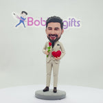 Valentine's Day Gift Ideas - Custom Male Bobblehead with Flower