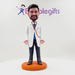 Custom Male Doctor Business Card Holder Bobblehead
