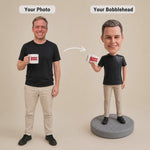 Custom Male Bobblehead Holding BOSS Sign