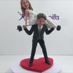 Weightlifting Couples Custom Bobbleheads with Pet