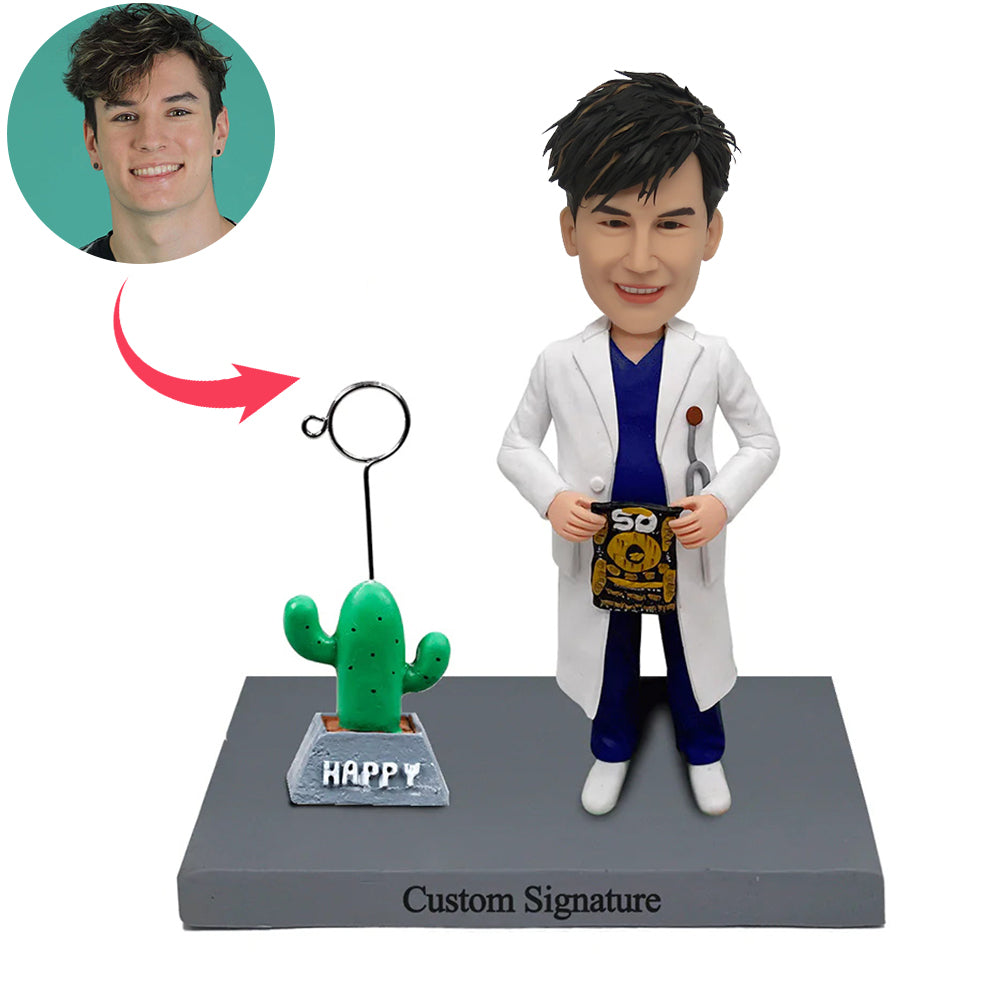 Doctor Bobblehead with Cactus Ornament