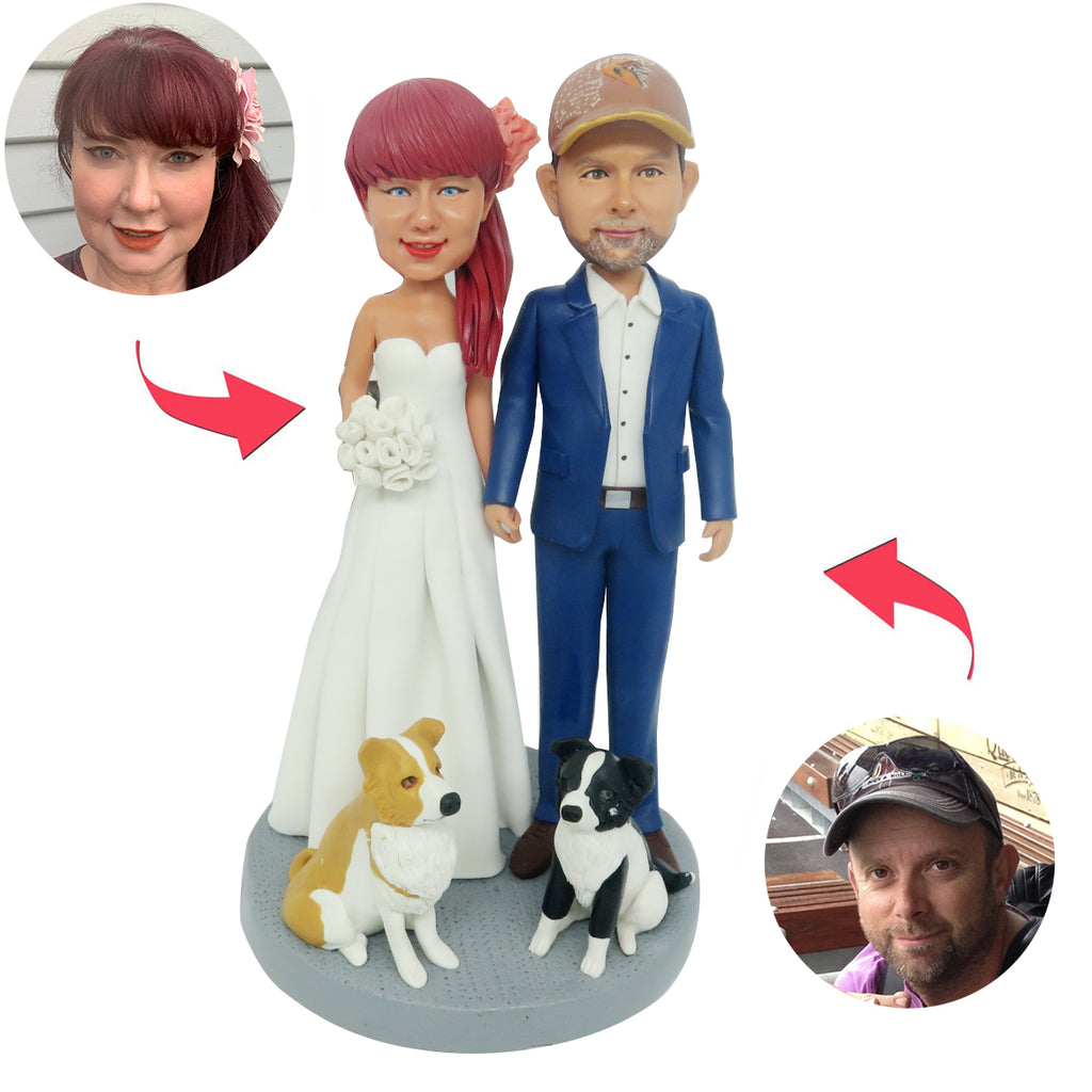 Custom Wedding Bobbleheads with Pets