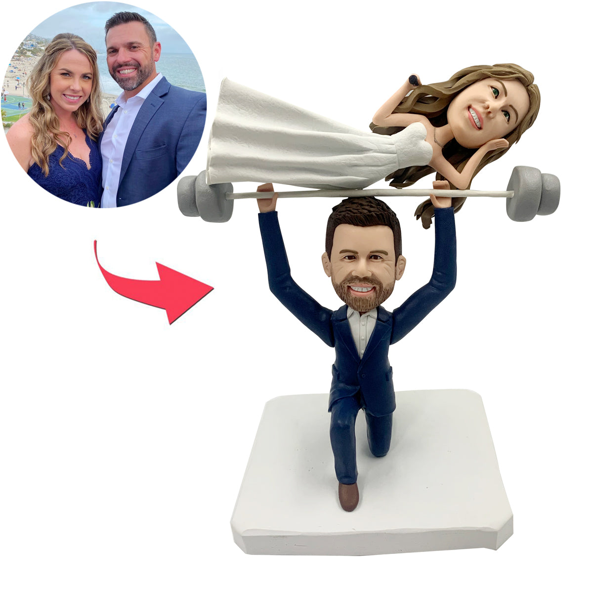 Custom Wedding Bobbleheads Funny Weight Lifting Couples