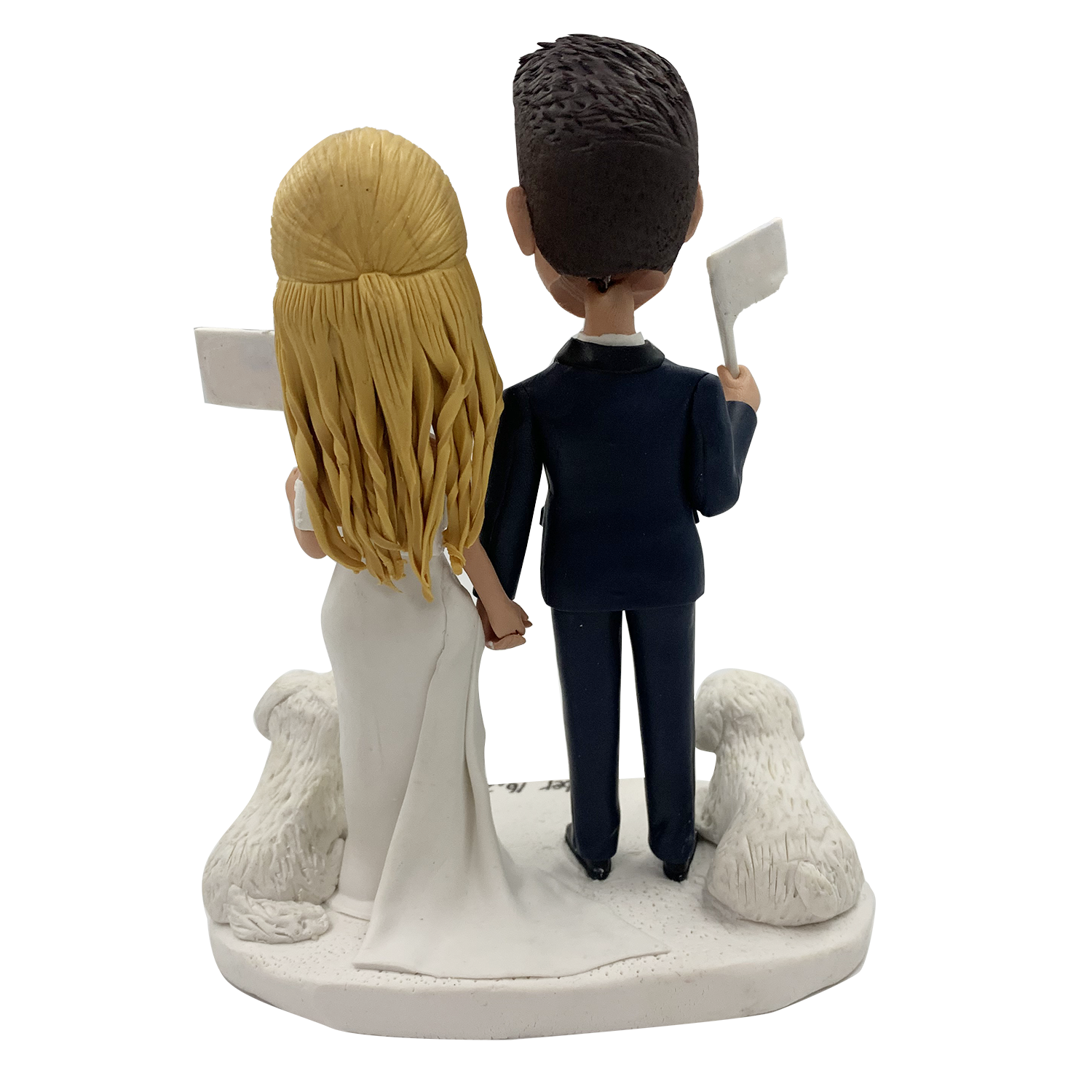 Custom Wedding Bobblehead with Two White Dogs